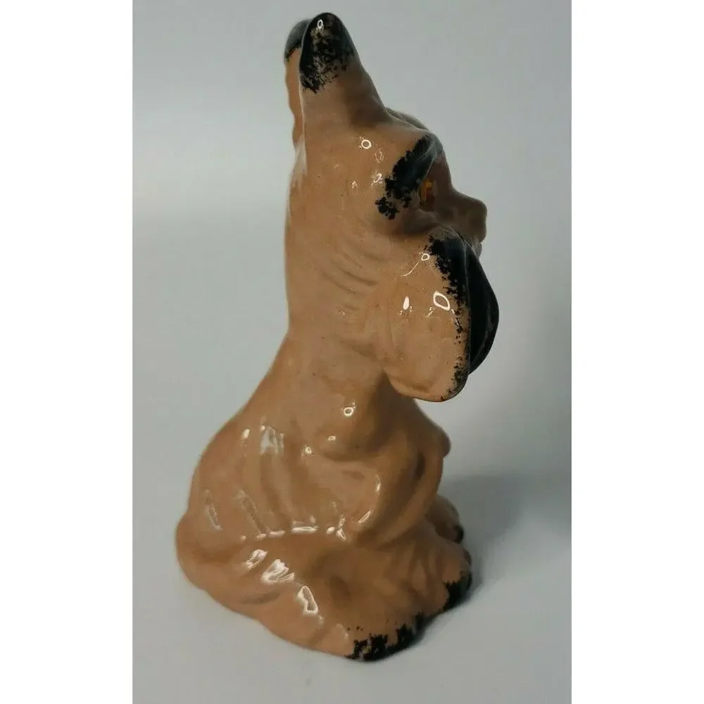 Vintage Roselane USA Dog Pottery Figurine‎ Jewel Eyes 4.5 Inches Tall U106
